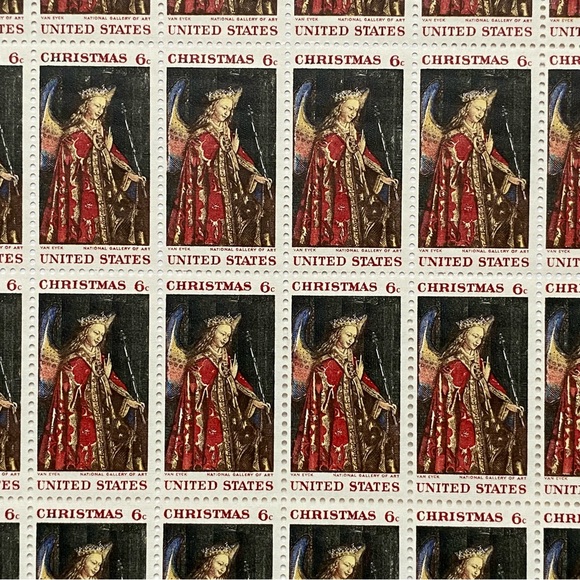 Christmas Stamp 1968 Van Eyck National Gallery of Art 6 Cent Sheet of 50 Mint - Picture 10 of 14